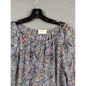 Everly Womens Shirt Small Blue Paisley‎ Sheer Pullover 3/4 Sleeve Peasant Boho